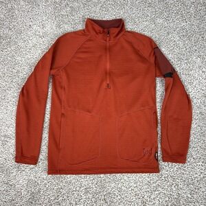 Burton Pullover Men Medium Orange AK Polartec Grid Fleece Quarter Zip Ski Hiking